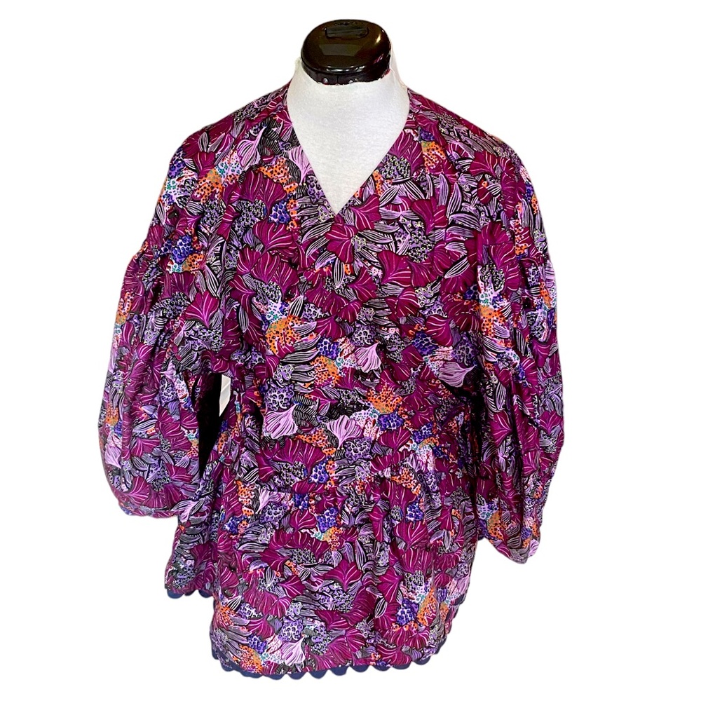 Kirk Vargas 1X Wrap V-Neck 3/4 Length Sleeves 100% Cotton New Without Tag